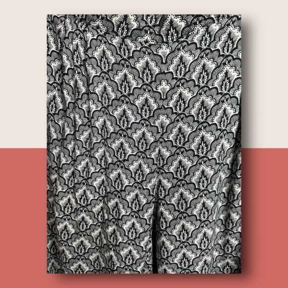 🖤 SIZE 10 H+M BLACK WHITE PATTERN SOFT VACATION HAREM PAJAMA STYLE PANTS - Picture 5 of 7